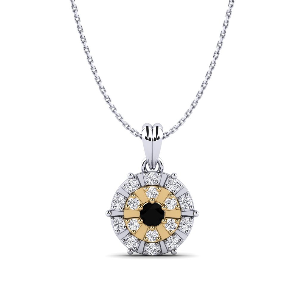 14ct White & Yellow Gold Black Sapphire Women's Pendant Myra
