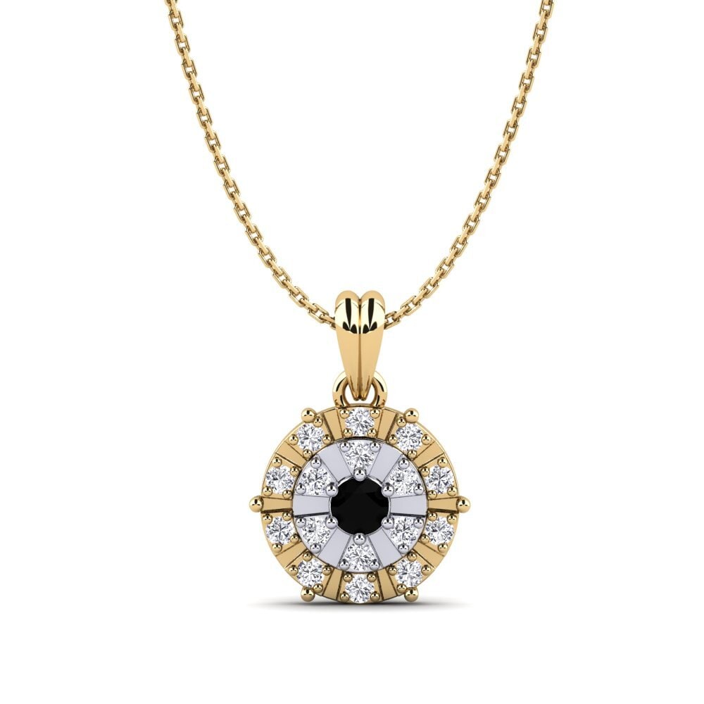 14ct Yellow & White Gold Black Sapphire Women's Pendant Myra