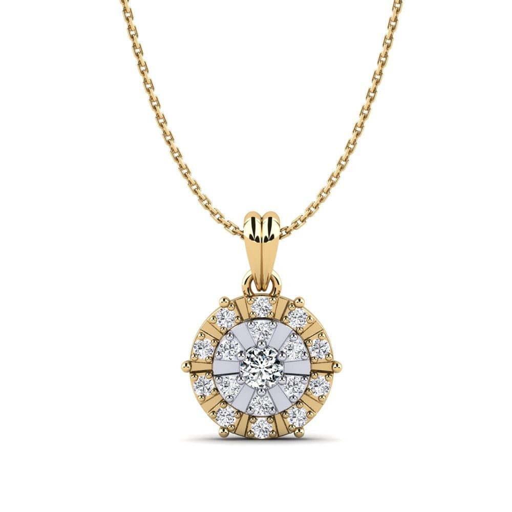 14ct Yellow & White Gold Zirconia Women's Pendant Myra