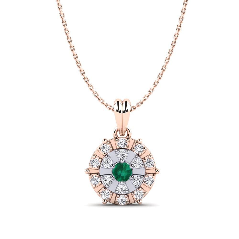 14ct Rose & White Gold Emerald Women's Pendant Myra