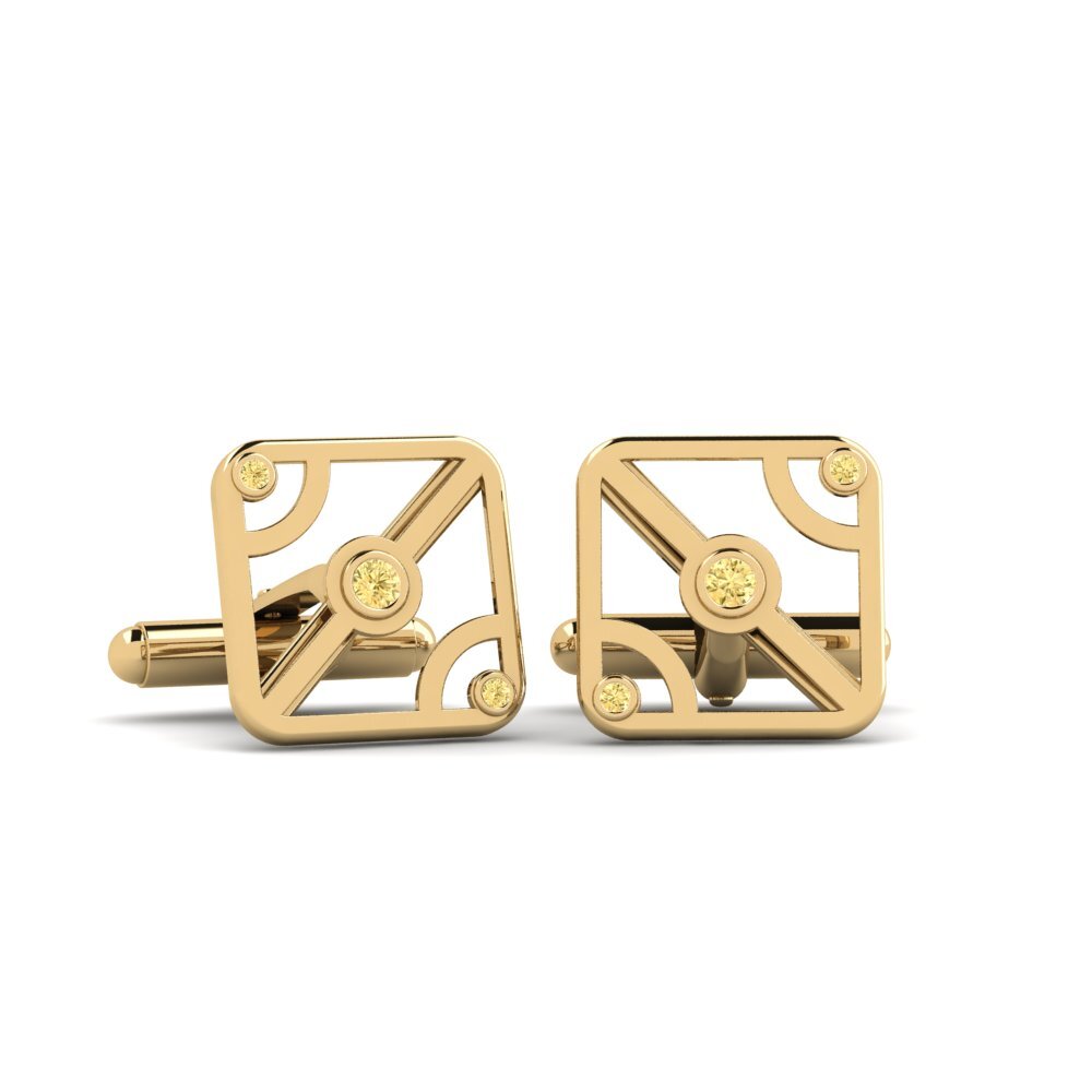 585 Gult Guld Gul Diamant Manchetknap Cliquy