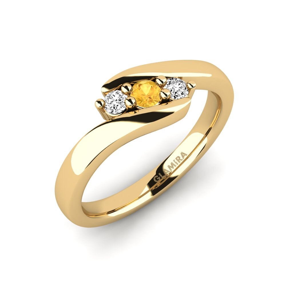 14k Oro Amarillo Citrino Anillo de compromiso Helios