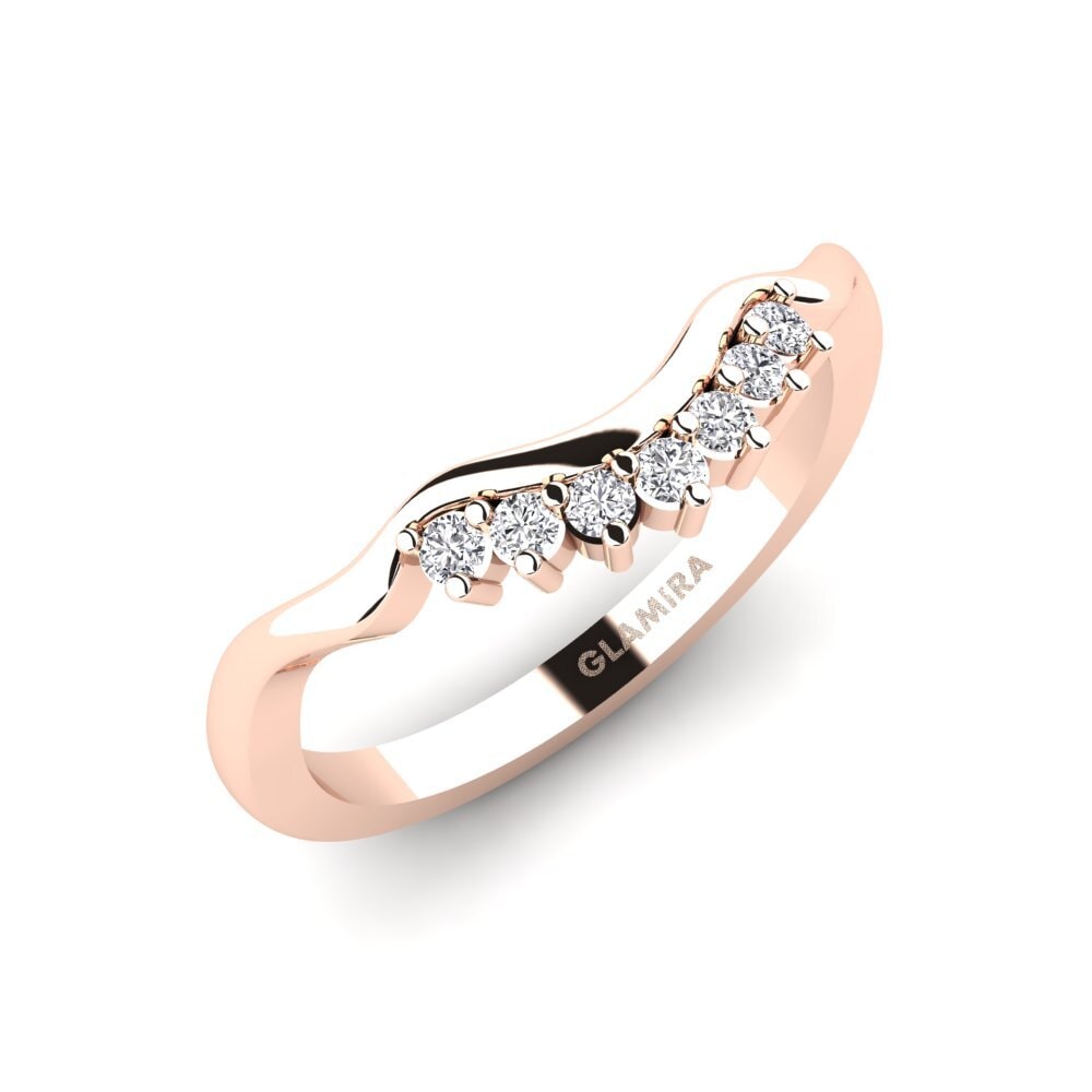 Or rose 14k Diamant Ensemble de mariée Crinkly Bague B