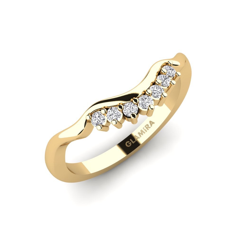 Or Jaune 14k Diamant Ensemble de mariée Crinkly Bague B