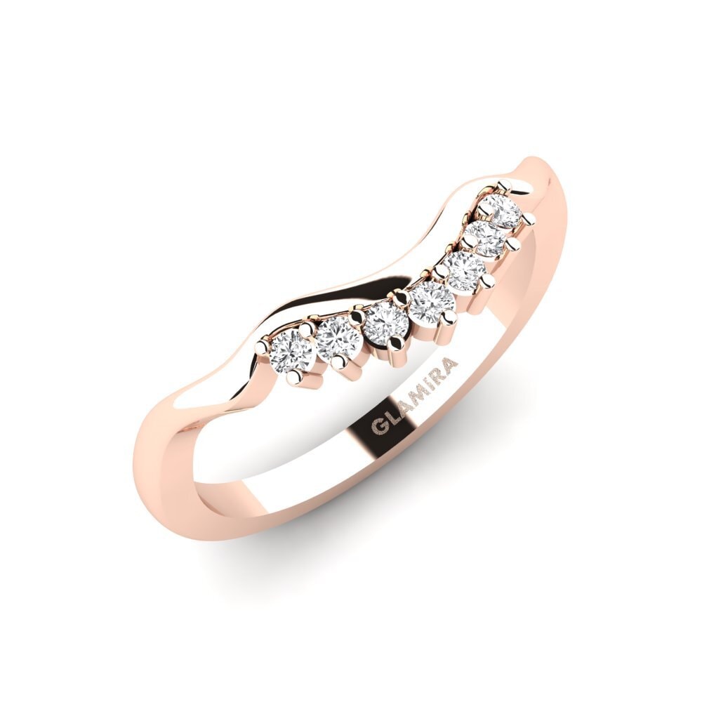 14ct Rose Gold White sapphire Bridal Set Crinkly Ring B