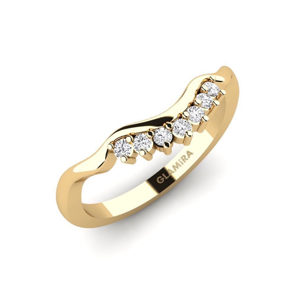 Or Jaune 14k Saphir Blanc Ensemble de mariée Crinkly Bague B