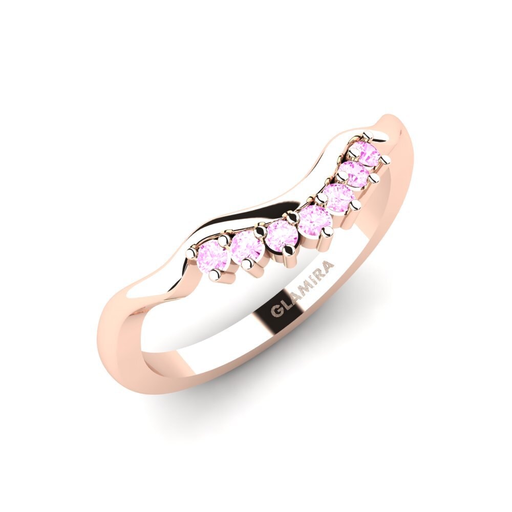 Or rose 14k Saphir Rose Ensemble de mariée Crinkly Bague B