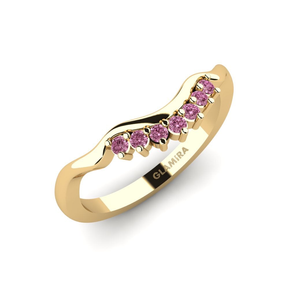 Or Jaune 9k Grenat de Rhodolite Ensemble de mariée Crinkly Bague B