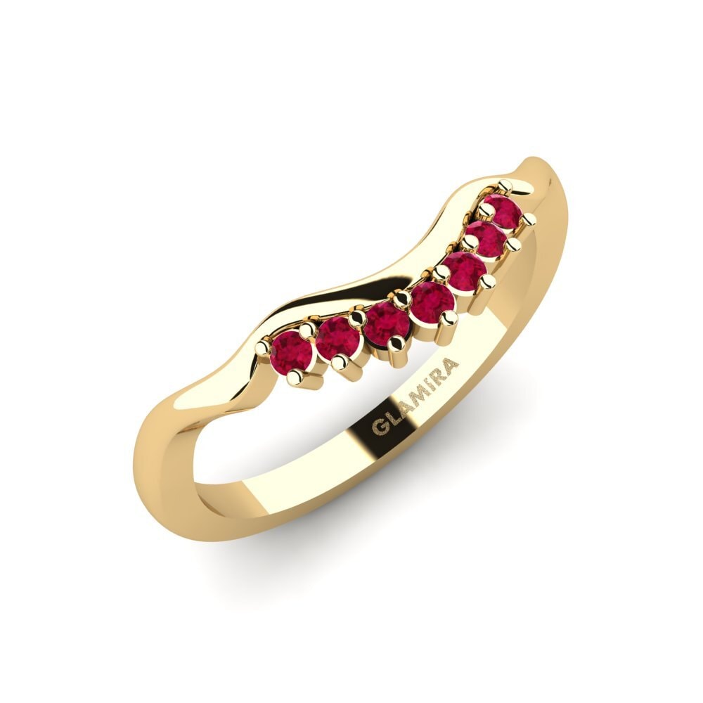 Or Jaune 14k Rubis Ensemble de mariée Crinkly Bague B