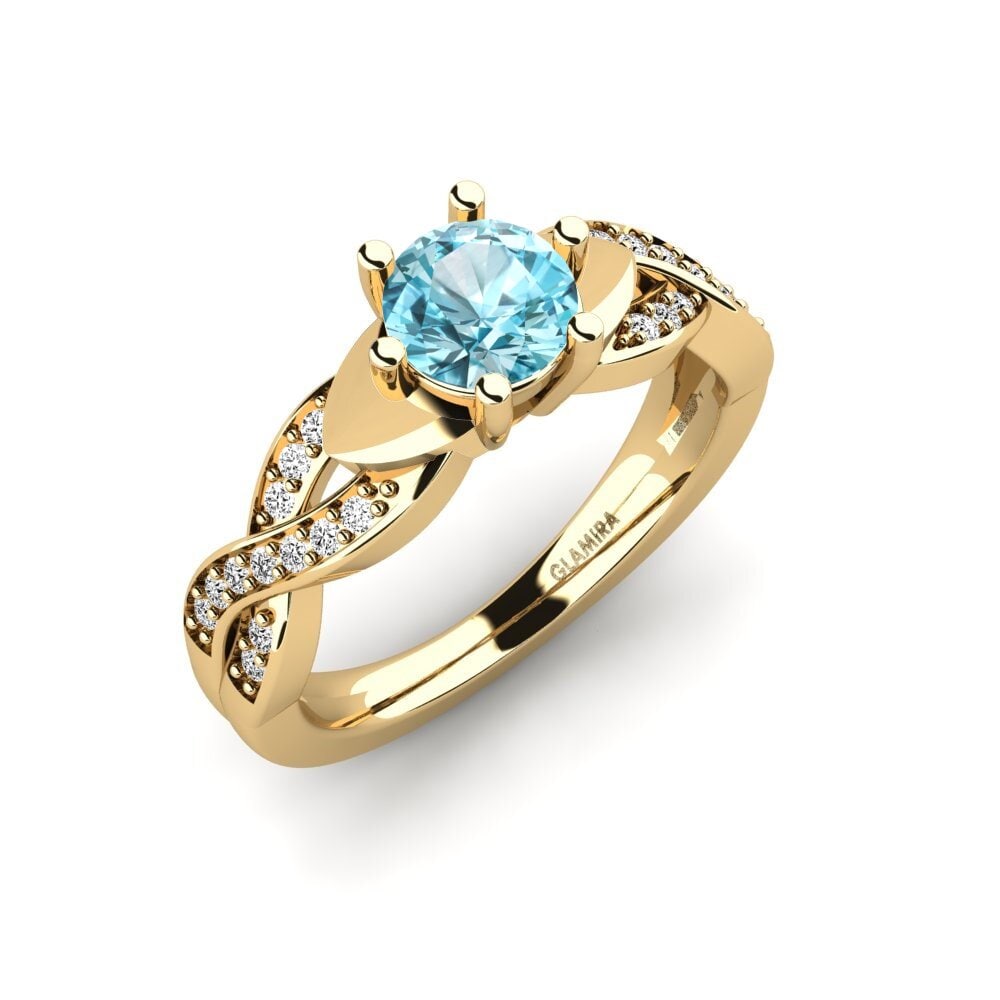 9ct Yellow Gold Blue Zircon Bridal Set Marvelous Ring A