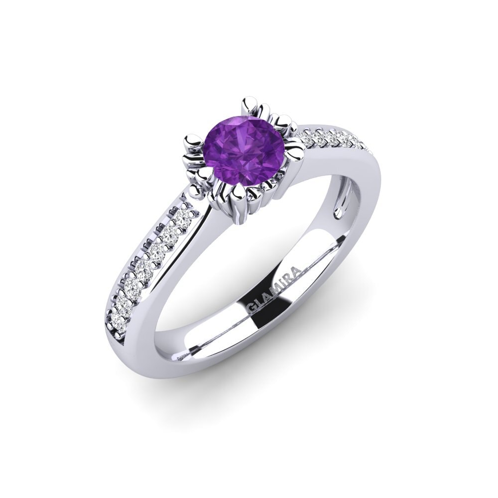 White Silver Amethyst Bridal Set Snazy Ring A