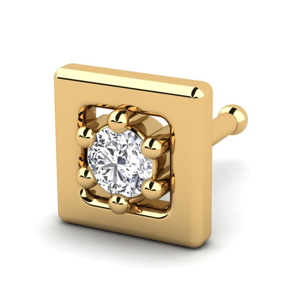 9k Oro Amarillo Diamante cultivado en laboratorio Piercing Nariz Aforethought