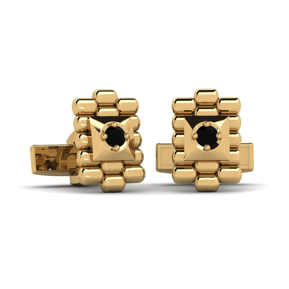 585 Gult Guld Sort Diamant Manchetknap Sawsbuck