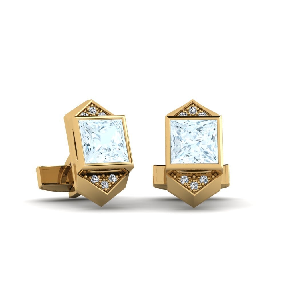 14ct Yellow Gold Aquamarine Cufflink Sigilyph