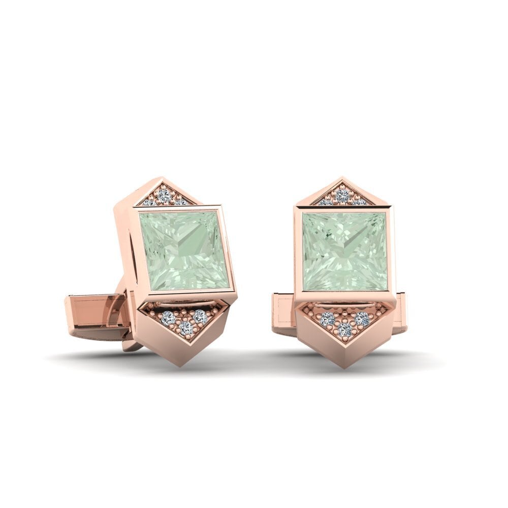 14ct Rose Gold Green Amethyst Cufflink Sigilyph