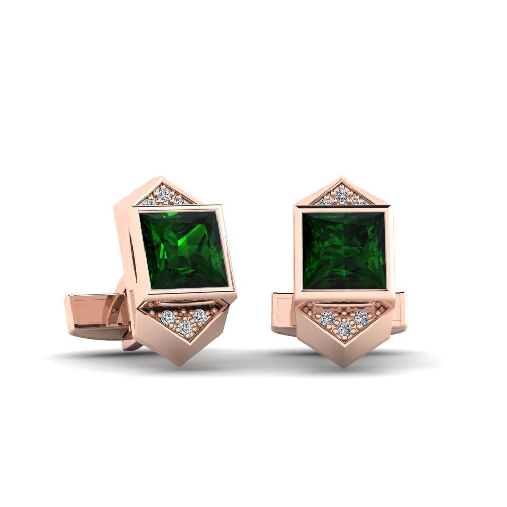 14ct Rose Gold Green Tourmaline Cufflink Sigilyph