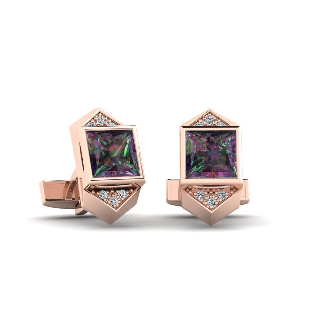 14ct Rose Gold Mystic Topaz Cufflink Sigilyph