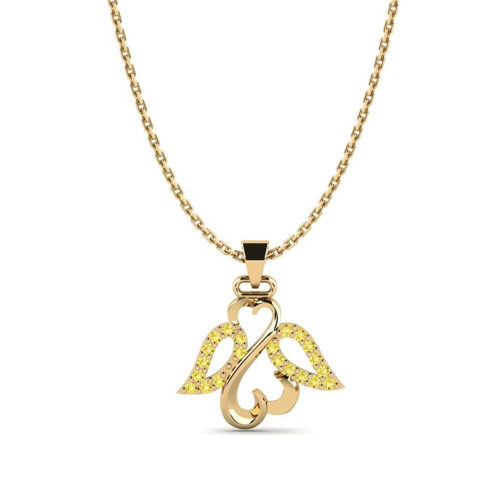 14k Yellow Gold Yellow Sapphire Women's Pendant Yoselin