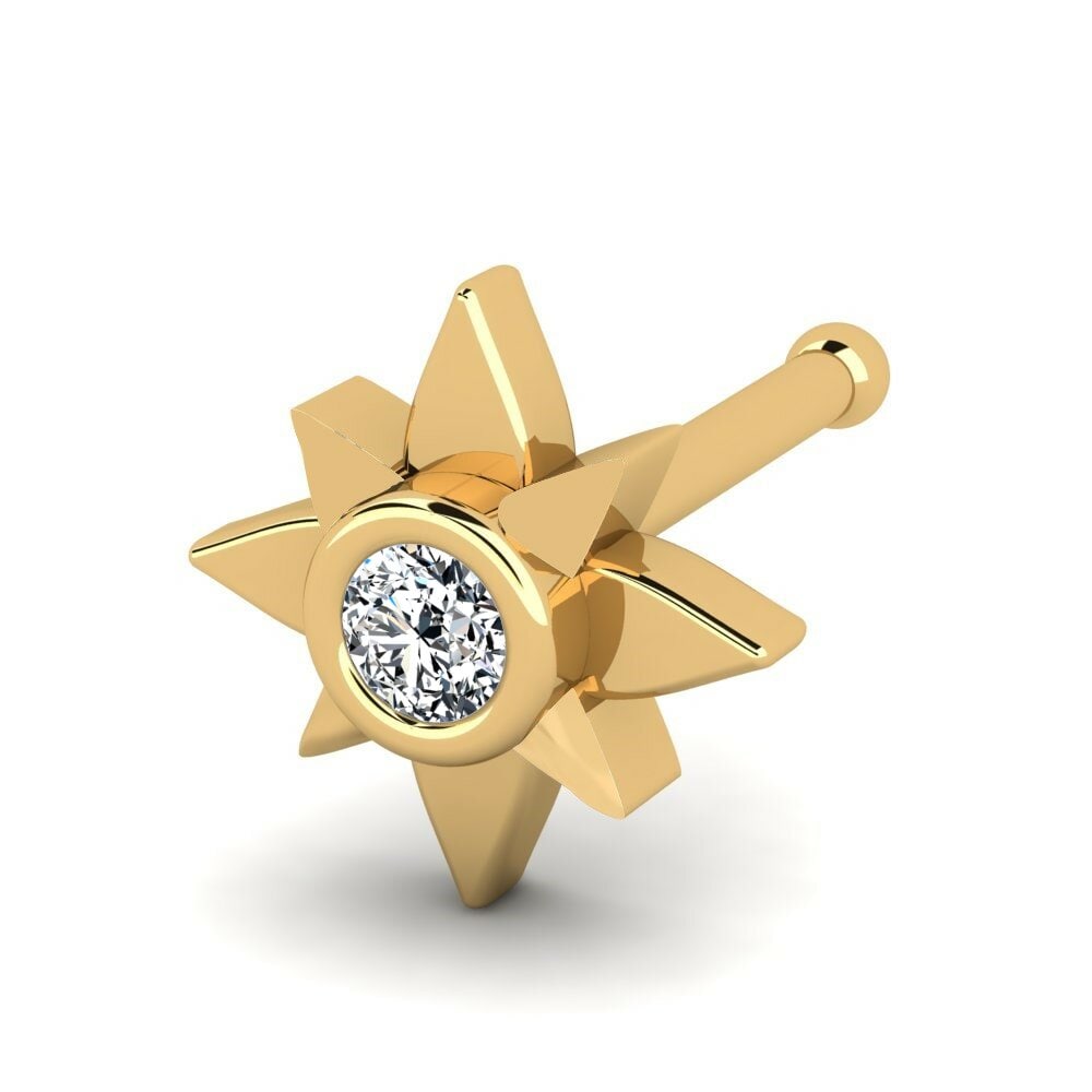 9K Geel Goud Neus Pin Sezione