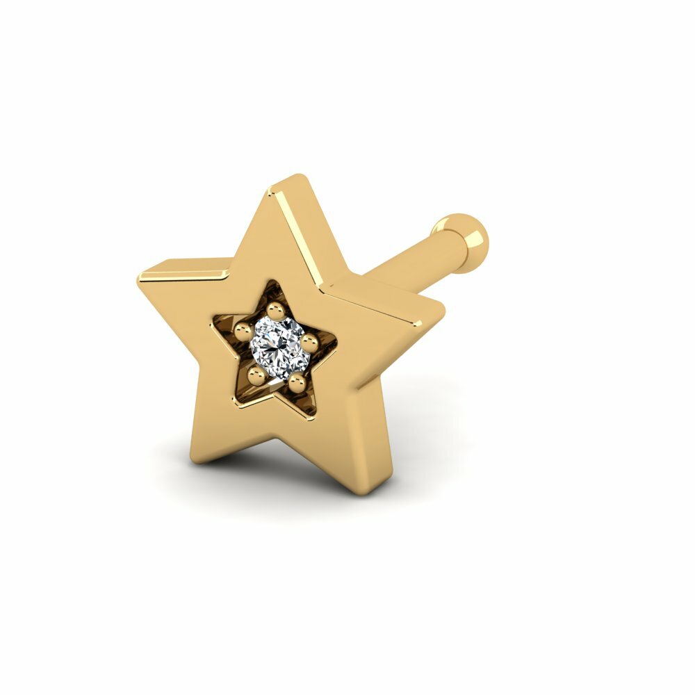 9K Geel Goud Neus Pin Shackle