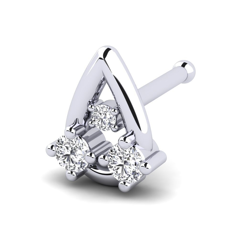 Piercing De Nez En Or Blanc 18 Carats - Avec Diamant - Neuf Avec étiquettes
