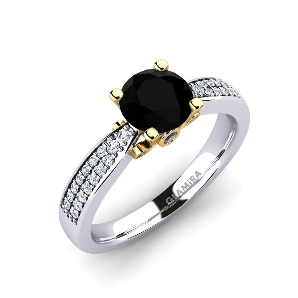 14ct White / Yellow Gold Black Diamond Engagement Ring Donielle 1.0 crt