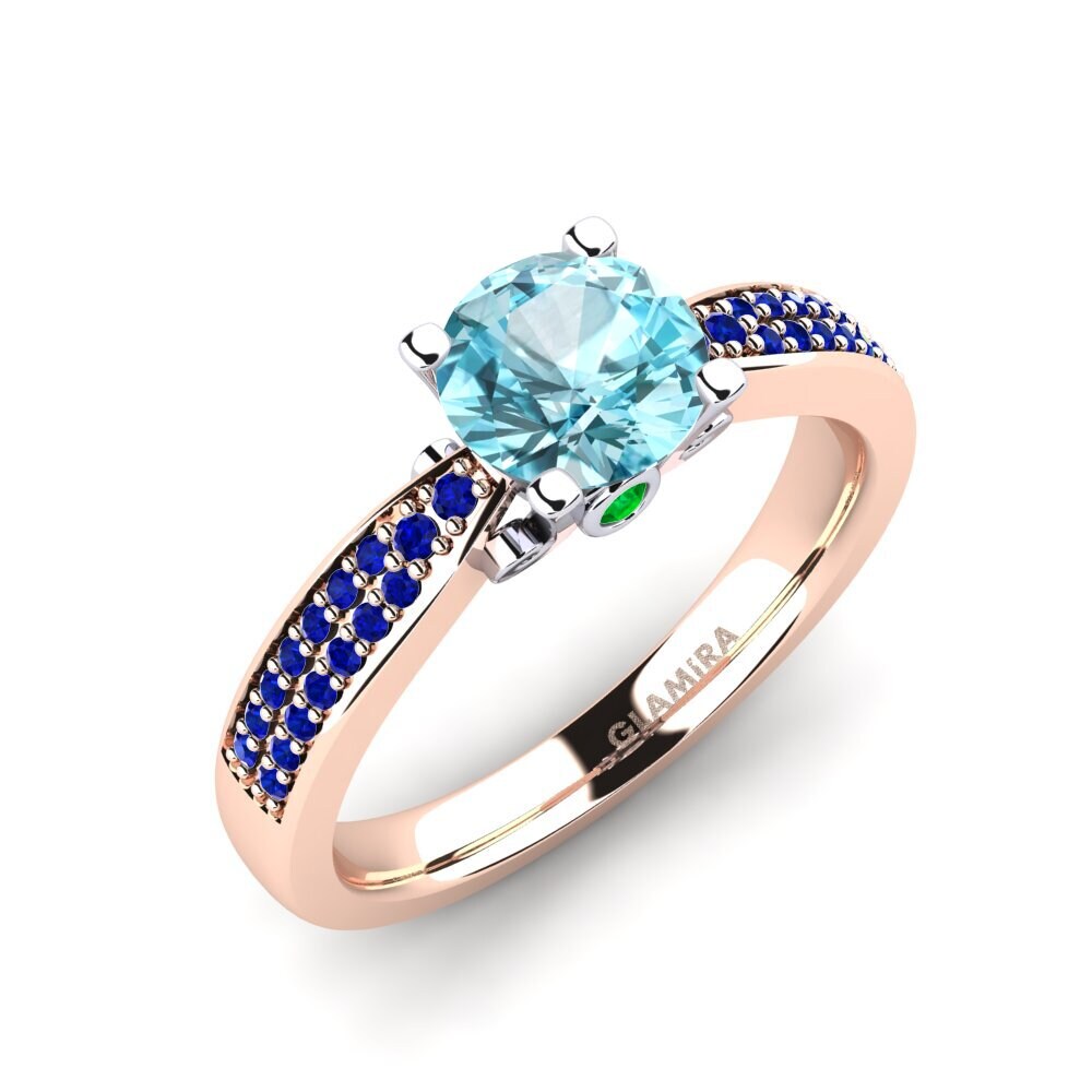 14k Oro Rosa & Blanco Circón Azul Anillo de compromiso Donielle 1.0 crt