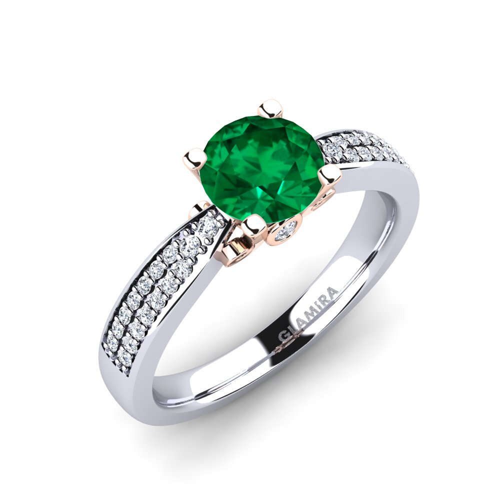14ct White / Rose Gold Emerald (Lab Created) Engagement Ring Donielle 1.0 crt