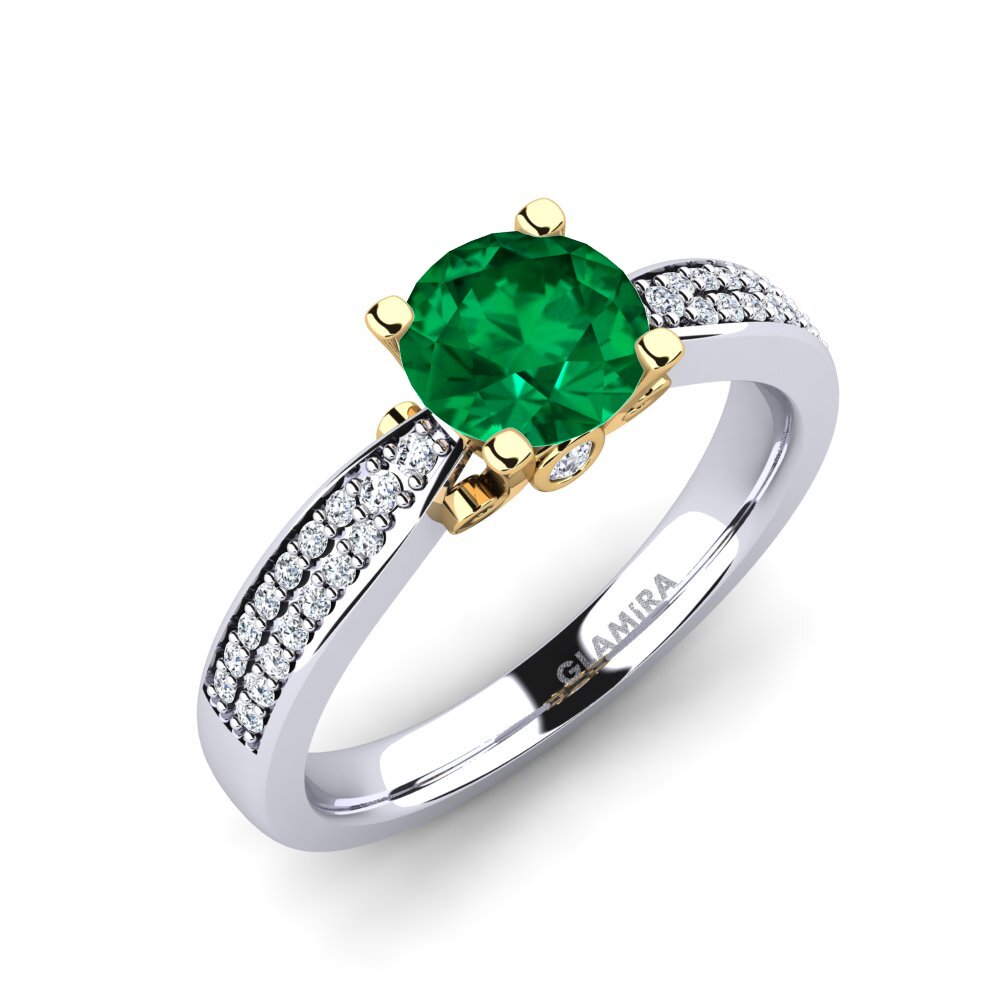 14ct White / Yellow Gold Emerald (Lab Created) Engagement Ring Donielle 1.0 crt