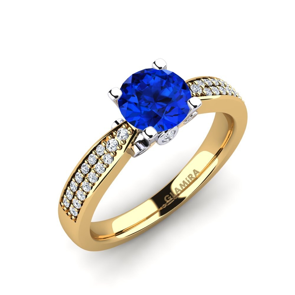 14ct Yellow / White Gold Sapphire (Lab Created) Engagement Ring Donielle 1.0 crt