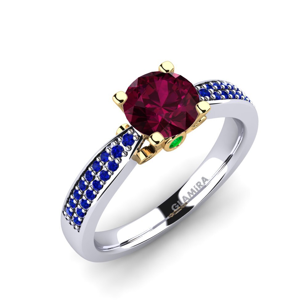 14K Wit & Geel Goud Rhodoliet Granaat Verlovingsring Donielle 1.0 crt