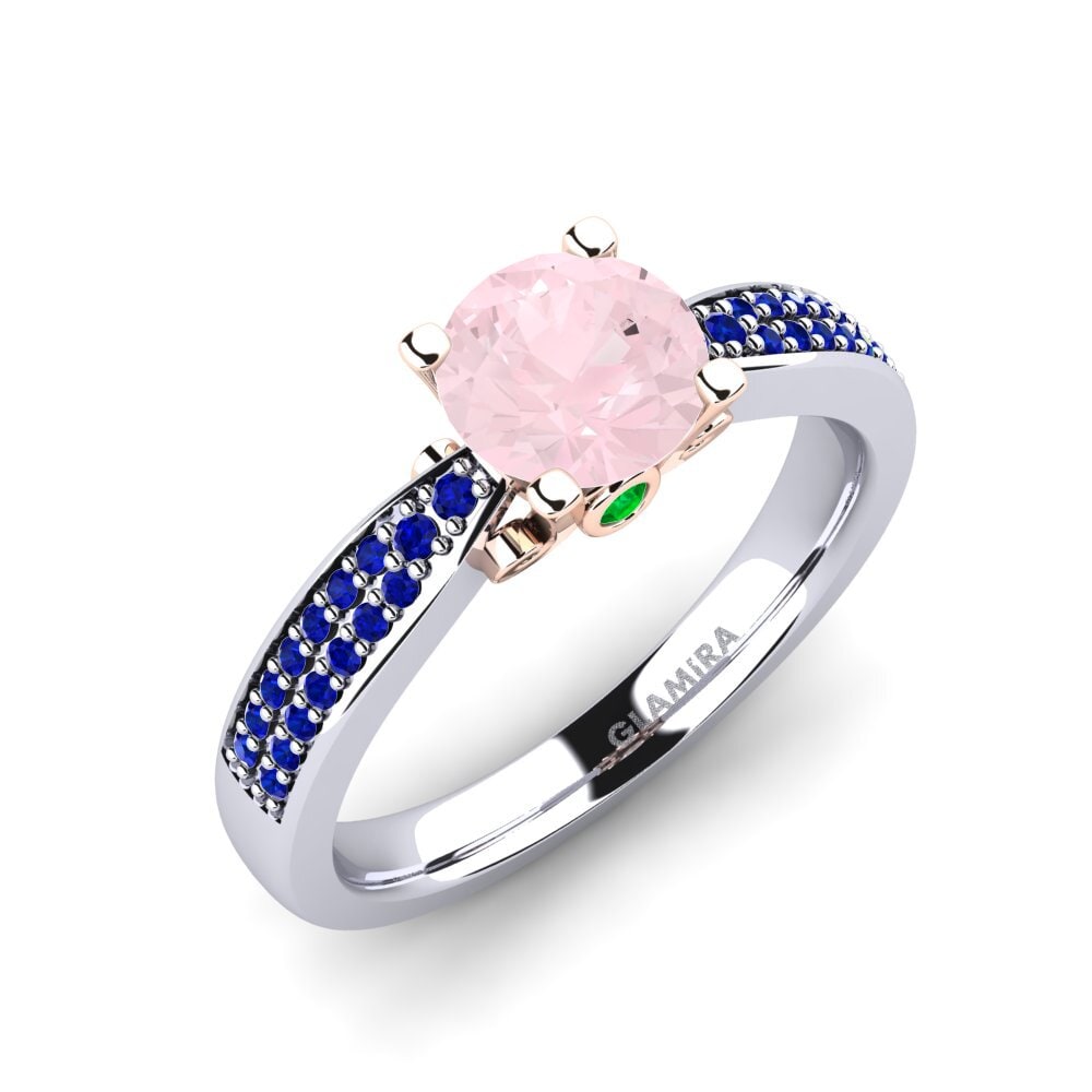 18K White & Rose Gold Rose Quartz Engagement Ring Donielle 1.0 crt