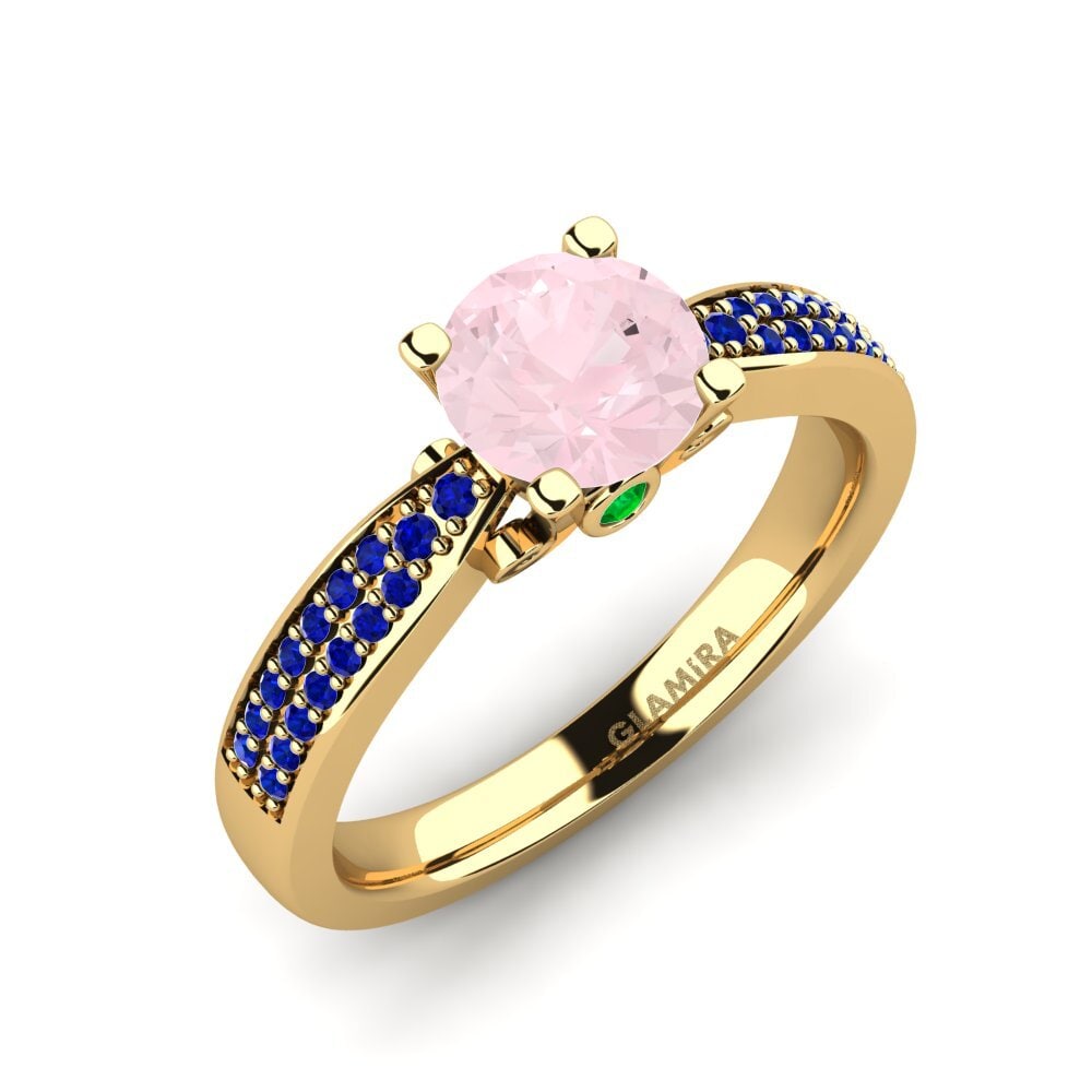 18K Yellow Gold Rose Quartz Engagement Ring Donielle 1.0 crt