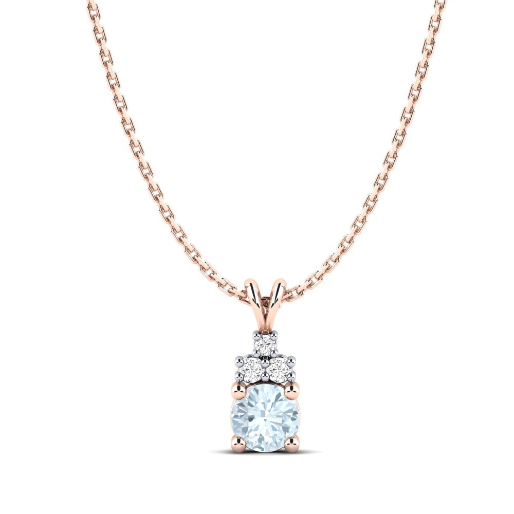 18k Oro Rosa & Blanco Aguamarina Colgante de Mujer Adara