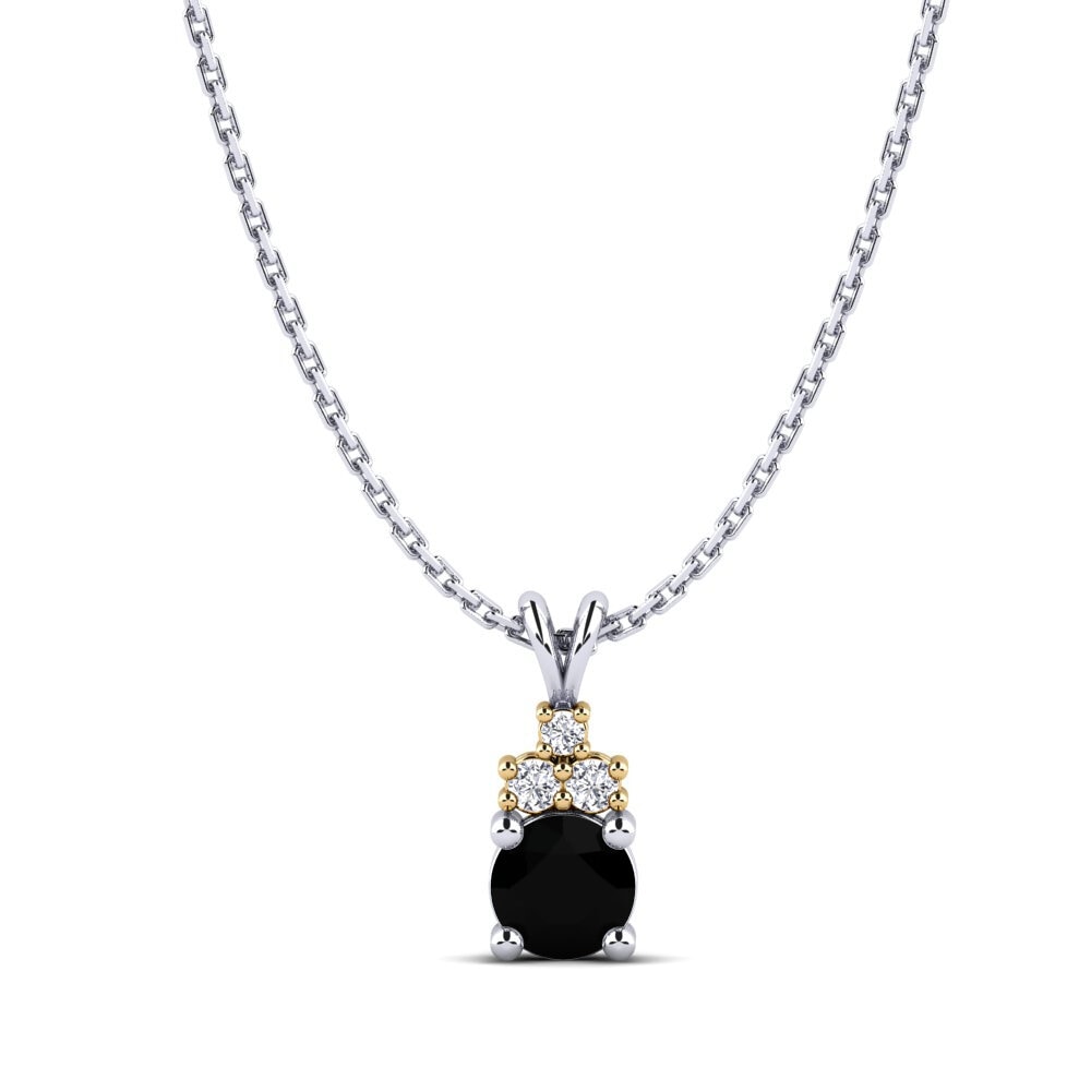 14ct White & Yellow Gold Black Sapphire Women's Pendant Adara