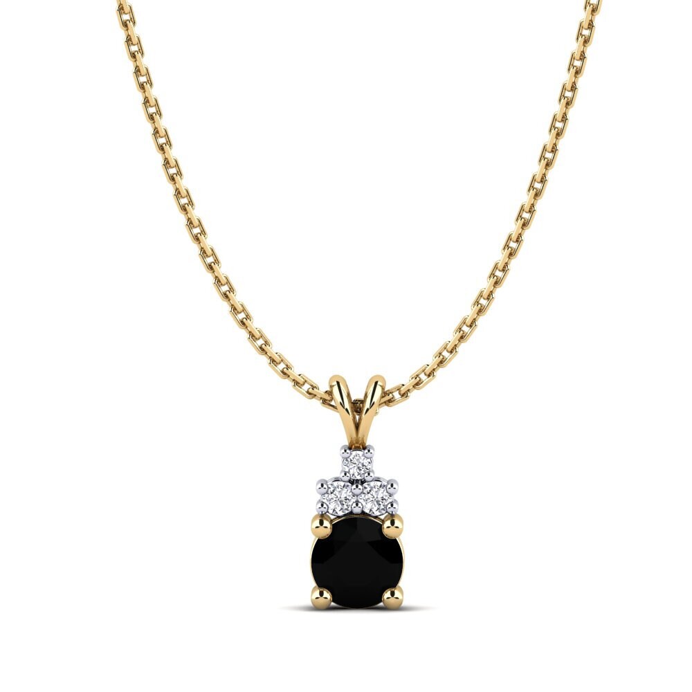 14ct Yellow & White Gold Black Sapphire Women's Pendant Adara