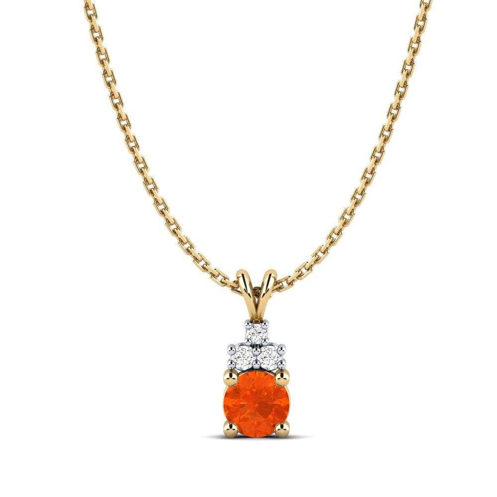 14k Oro Amarillo & Blanco Ópalo Fuego Colgante de Mujer Adara