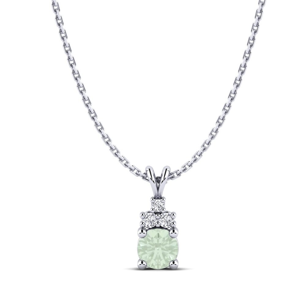 950 Palladium Green Amethyst Women's Pendant Adara