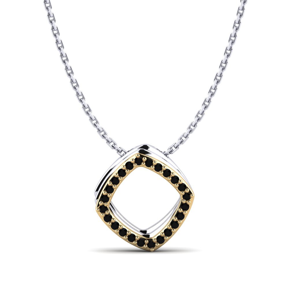 14ct White & Yellow Gold Black Sapphire Women's Pendant Adisa