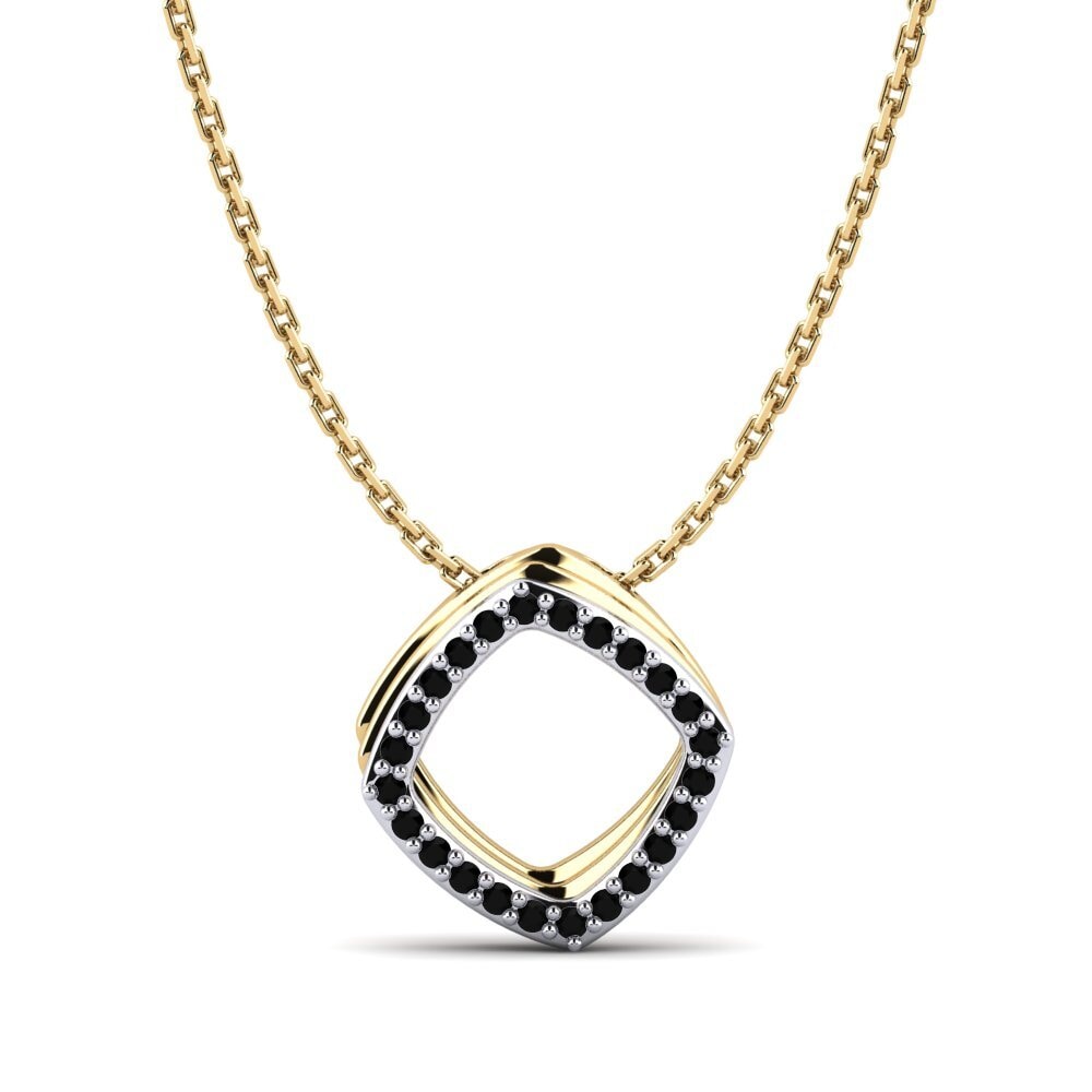 14ct Yellow & White Gold Black Sapphire Women's Pendant Adisa