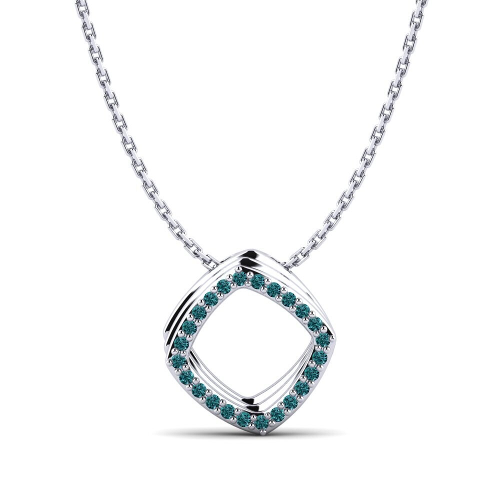950 Platin Blauer Diamant Damen anhänger Adisa