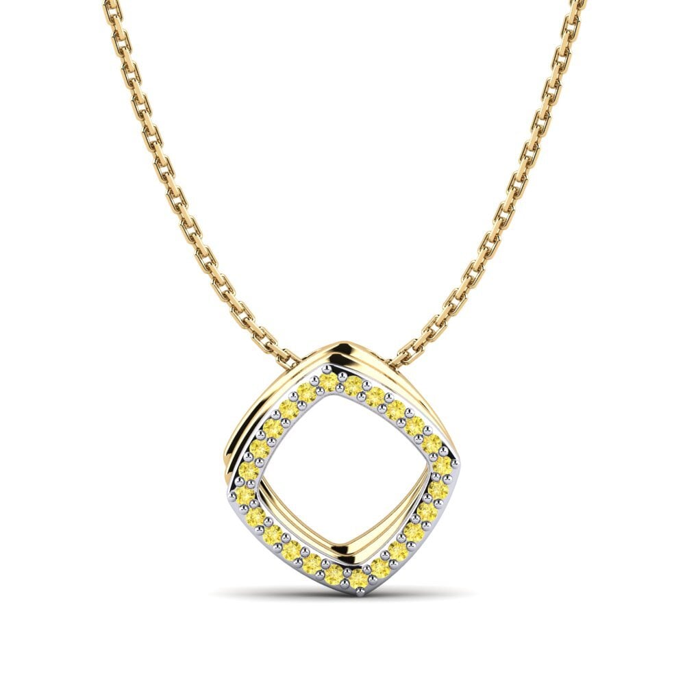 14ct Yellow & White Gold Yellow Sapphire Women's Pendant Adisa