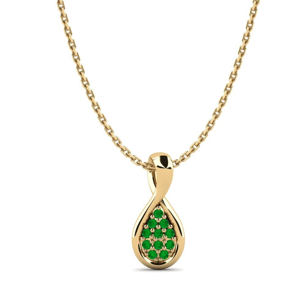 Fashion Emerald 14k Yellow Gold Necklaces