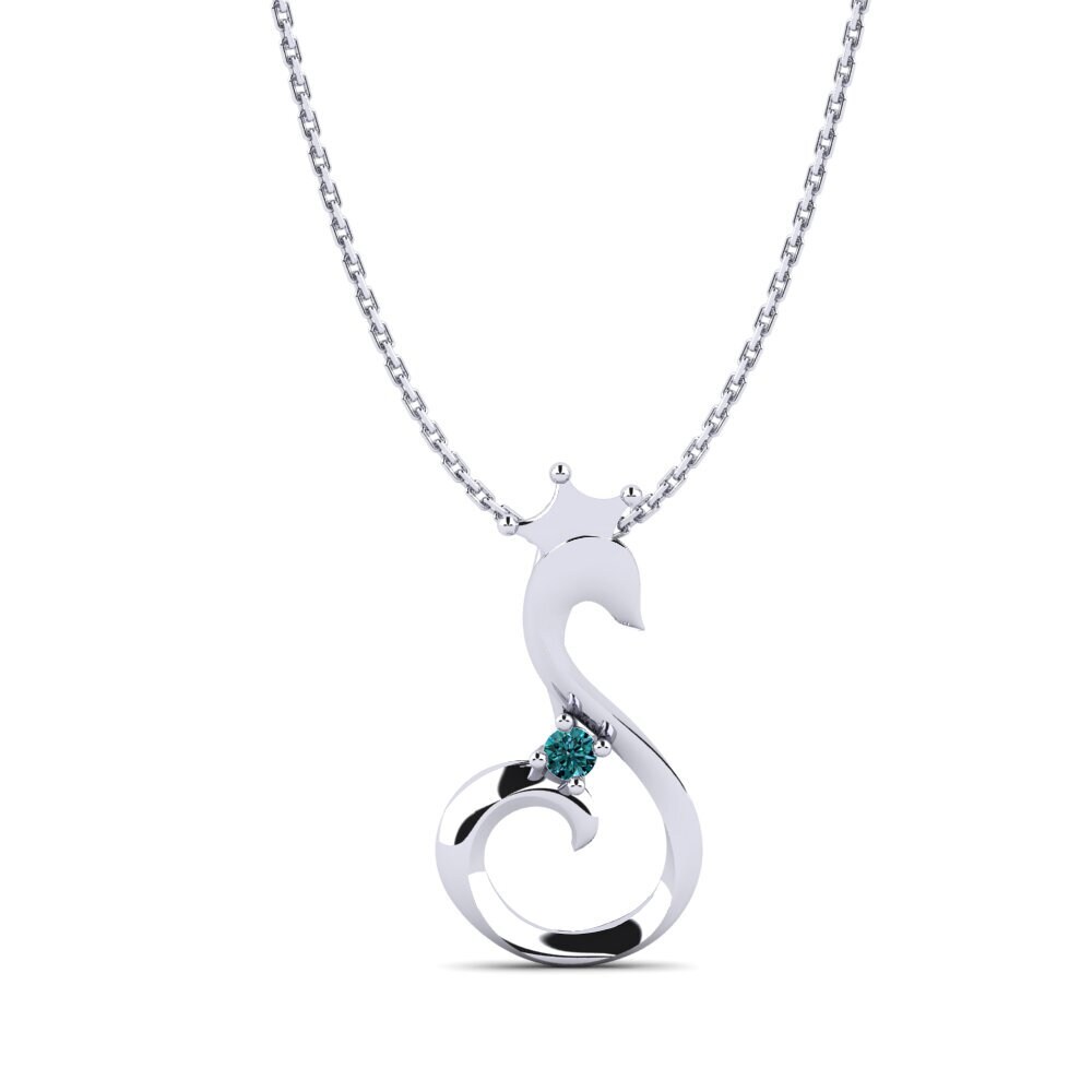 950 Platin Blauer Diamant Damen anhänger Eneli