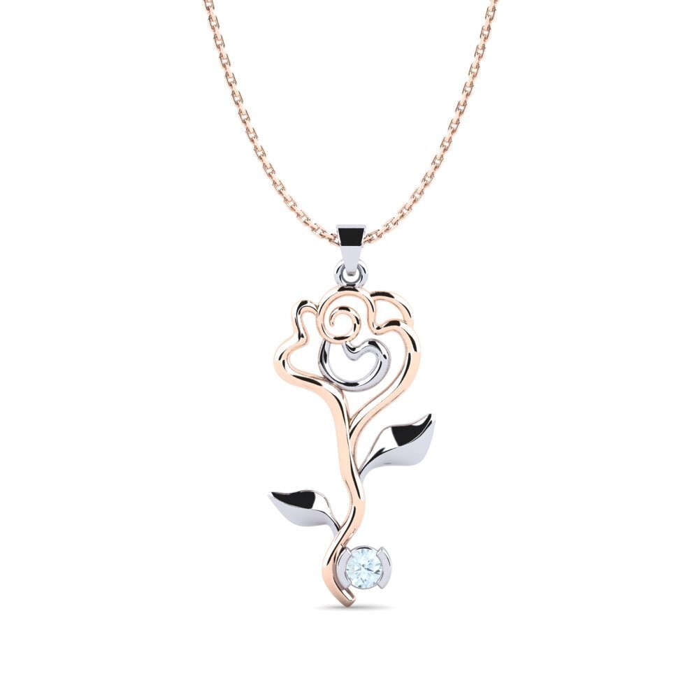 18k Oro Rosa & Blanco Aguamarina Colgante de Mujer Felicie