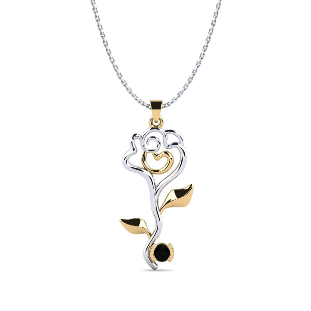 14ct White & Yellow Gold Black Sapphire Women's Pendant Felicie