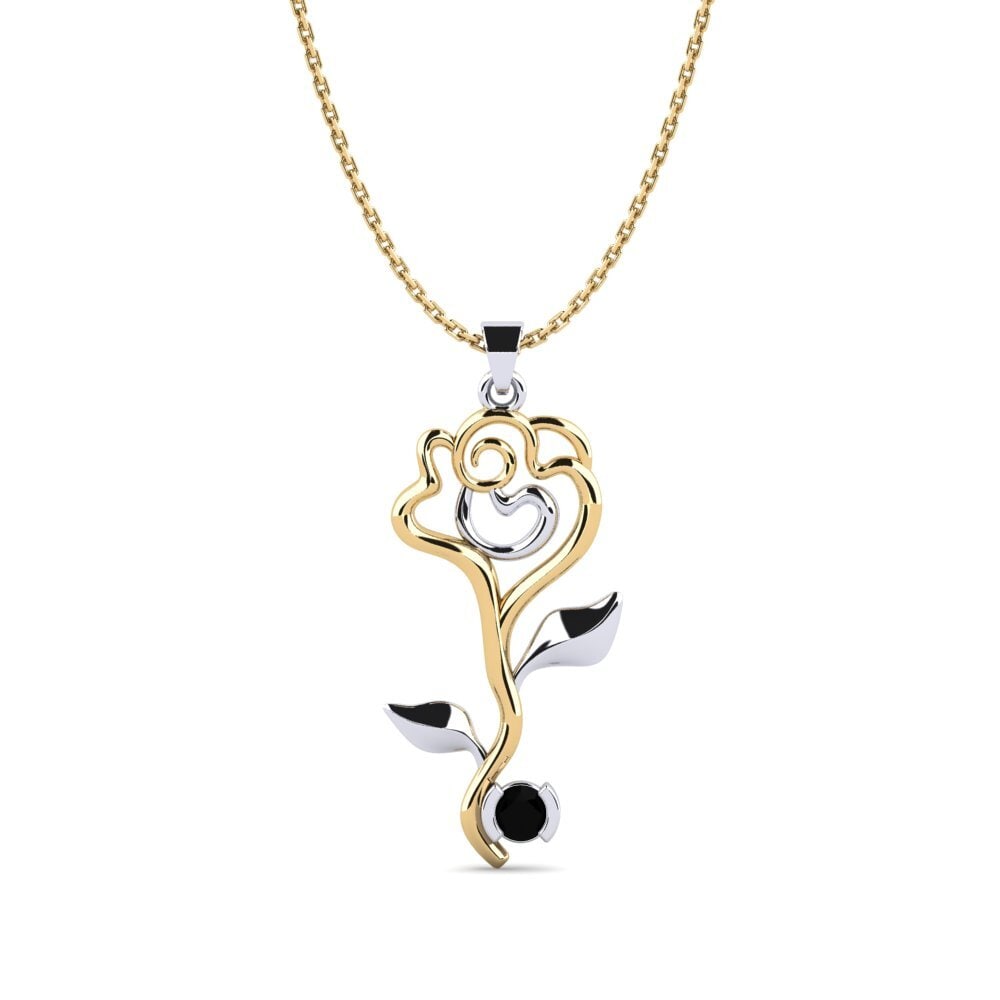 14ct Yellow & White Gold Black Sapphire Women's Pendant Felicie