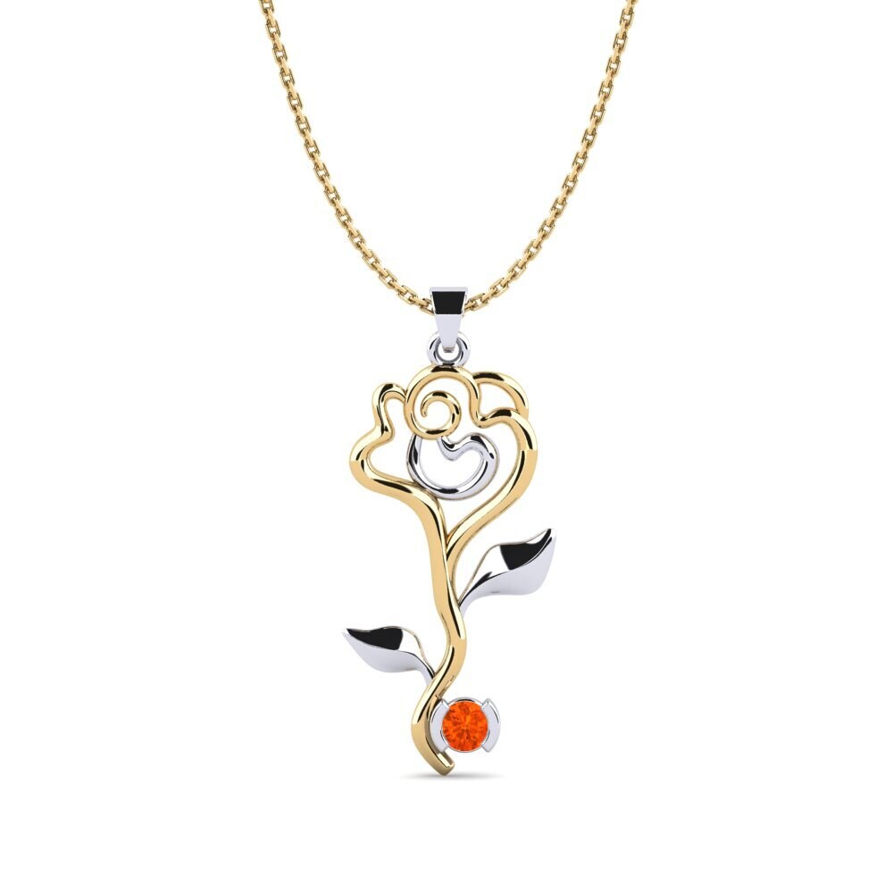 14k Oro Amarillo & Blanco Ópalo Fuego Colgante de Mujer Felicie