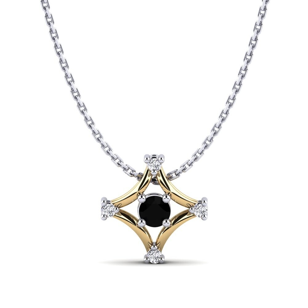 14ct White & Yellow Gold Black Sapphire Women's Pendant Helga
