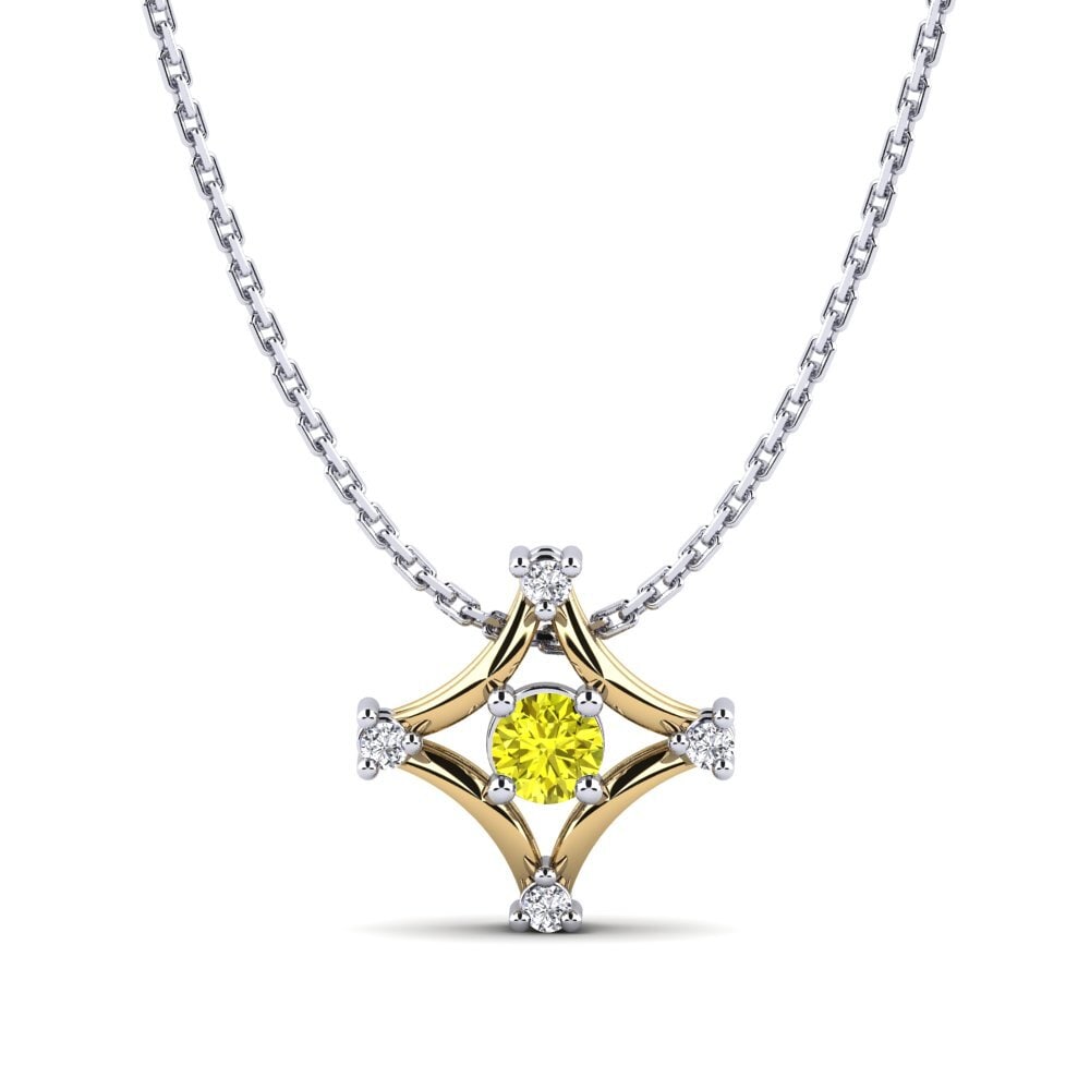 Vàng Trắng-Vàng 18K Kim Cương Vàng Mặt dây chuyền nữ Helga
